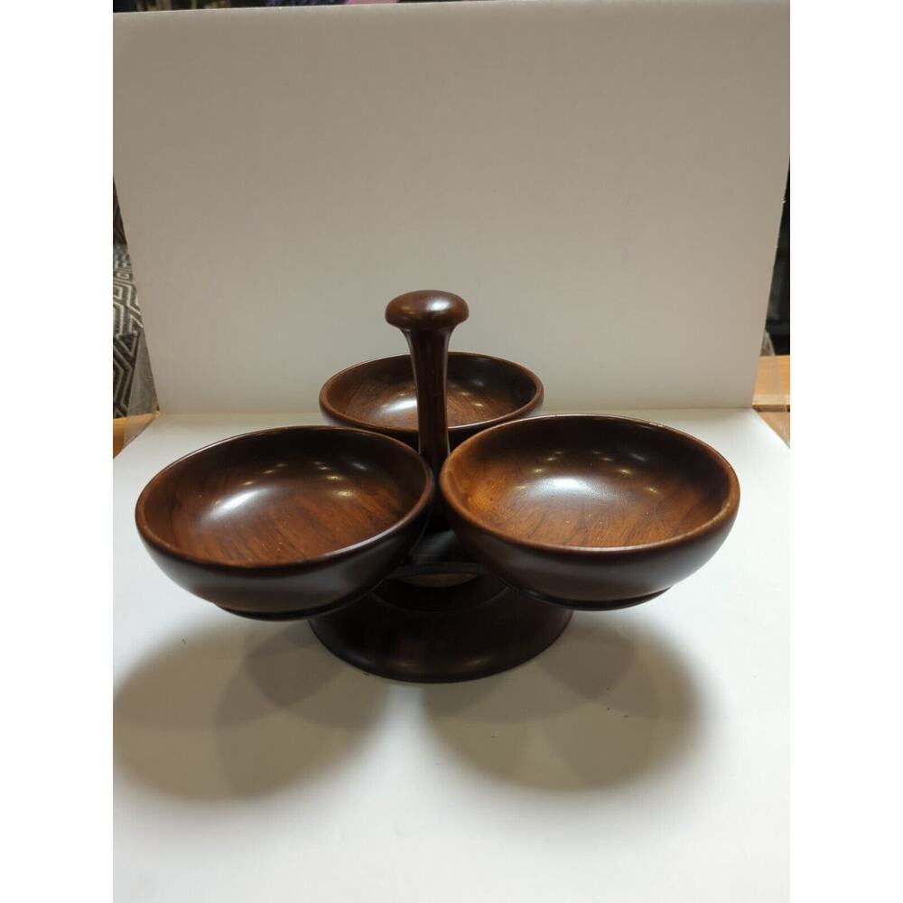 Vintage Margaret Studios Wood Lazy Susan Serving Bowls Rare Mid Century Modern - Picture 3 of 8